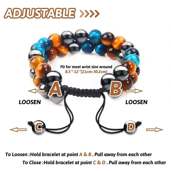 Triple Protection Bracelet Fashion Crystal Bracelet for Men Women Tiger Eye Bead - Picture 3 of 3